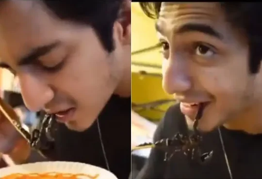 Ahaan Panday Eating Fried Scorpion