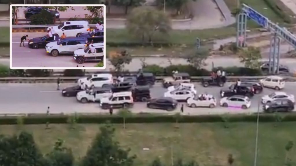 गुरुग्राम की एक व्यस्त सड़क पर 22 गाड़ियों के काफिले ने रील शूट करने के लिए...