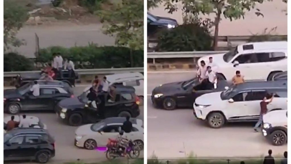 સોમવારે ગુરુગ્રામના સેક્ટર 108 નજીક દ્વારકા એક્સપ્રેસ વે પર કેટલાક યુવાનો … गुरुग्राम के सेक्टर 108 के पास सोमवार को द्वारका एक्सप्रेसवे पर कुछ युवकों...