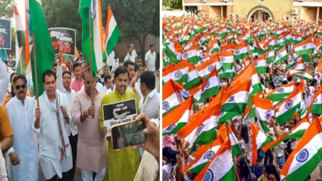 मथुरा में भाजपा की तिरंगा यात्रा के दौरान पूर्व ऊर्जा मंत्री के साथ फोटो...