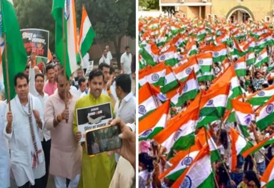 मथुरा में भाजपा की तिरंगा यात्रा के दौरान पूर्व ऊर्जा मंत्री के साथ फोटो...