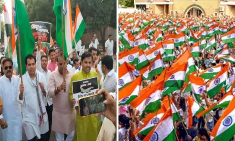मथुरा में भाजपा की तिरंगा यात्रा के दौरान पूर्व ऊर्जा मंत्री के साथ फोटो...