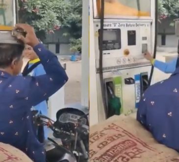 दूध बेचने वाला शख्स अपनी बाइक में तेल डलाने पहुंचा. उसने हेलमेट की जगह लोहे...