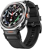 સેમસંગ ગેલેક્સી વ Watch ચ 7/8 અલ્ટ્રા બેન્ડ 47 મીમી, ગેલેક્સી વ Watch ચ 7/8 અલ્ટ્રા (2025/2024) માટે સ્ટર્ડી સ્ટેનલેસ સ્ટીલ મેટલ મેટલ મેટલ કનેક્ટર સિલિકોન સ્ટ્રેપ સાથે સુસંગત મોરોફી ટકાઉ બખ્તર પટ્ટા.
