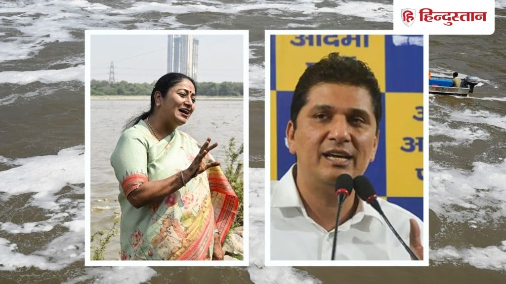 यमुना में फिर झाग, डिफोमिंग एजेंट छिड़क रही दिल्ली सरकार; AAP का VIDEO वाला...
