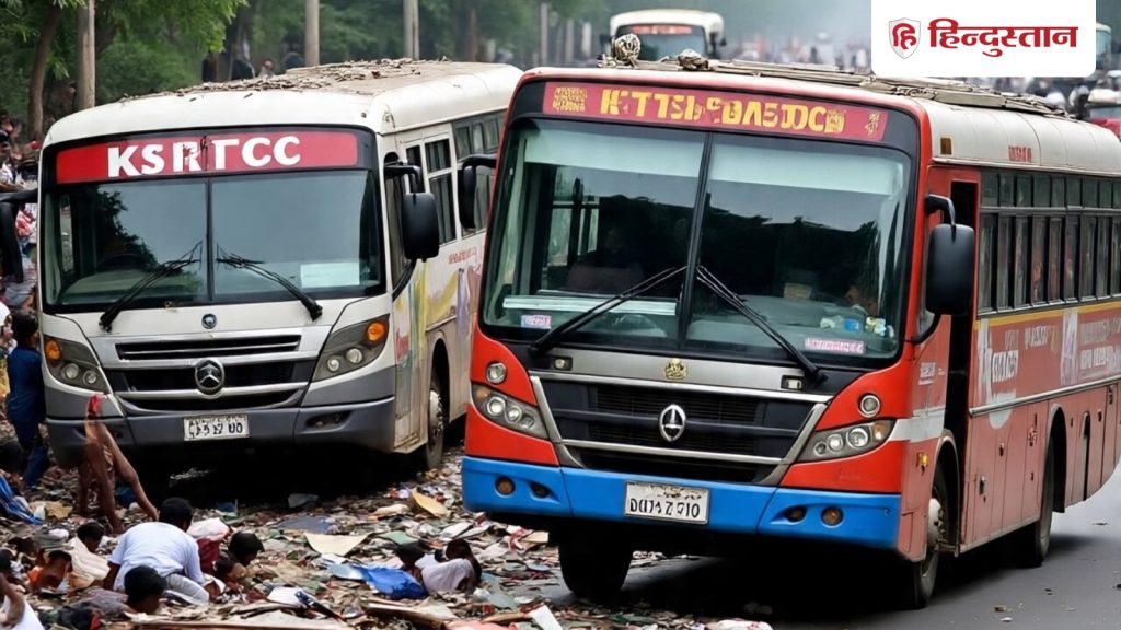 कर्नाटक में तीन बसों के बीच भीषण टक्कर, एक की मौत; 10 की हालत...