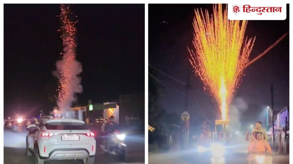 વાયરલ થવાના ચક્કર? સ્કૂટીમાંથી ફટાકડા ફૂટ્યા, કારમાંથી પણ ફટાકડા… वायरल होने का फितूर? स्कूटी से दनादन दागे पटाखे, कार से भी आतिशबाजी-...
