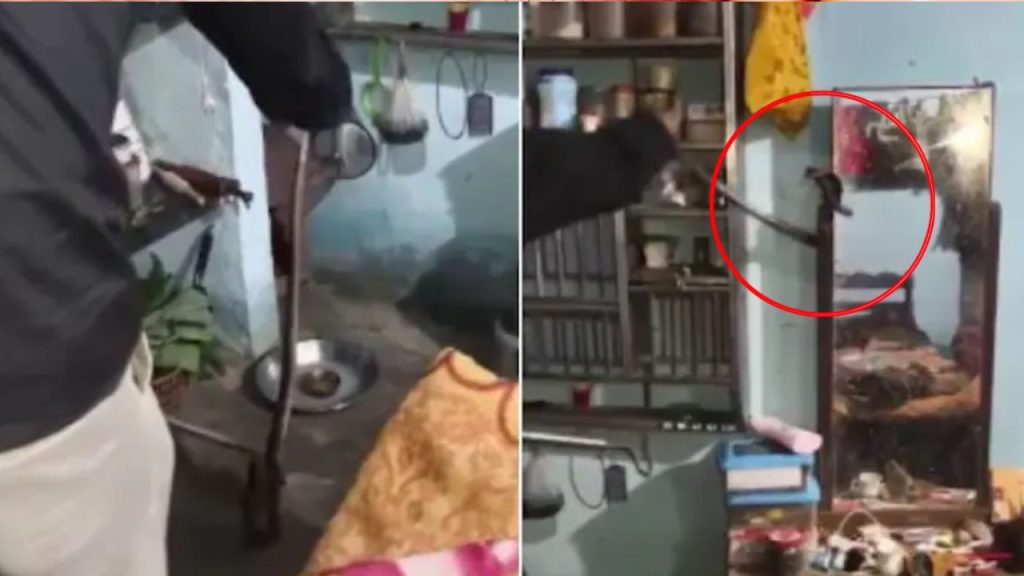 मध्यप्रदेश के सिवनी जिले के एक घर में ड्रेसिंग टेबल के पीछे 4 फुट लंबा कोबरा...