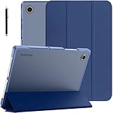 Samsung Galaxy Tab A11 8.7 inch/Tab A9 8.7" માટે રોબસ્ટ્રિયન કવર, સેમસંગ ગેલેક્સી ટેબ A9/A11 ટેબ્લેટ કવર માટે પારદર્શક પીઠ સાથે કવર કેસ, ફ્લિપ સ્ટેન્ડ કવર કેસ - નેવી