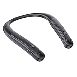 Dawsho Neckband Bluetooth સ્પીકર, વાયરલેસ પહેરવા યોગ્ય સ્પીકર w/High Fidelity 3D Stereo Sound, 15 Hrs Playtime, 90g લાઇટવેઇટ, પોર્ટેબલ સ્પીકર્સ સાથે/બિલ્ટ-ઇન માઇક સાથે ઘર, ઓફિસ અને આઉટડોર (બ્લેક)