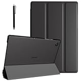 સેમસંગ ગેલેક્સી ટેબ A11 8.7 ઇંચ/A9 8.7" કેસ કવર, સેમસંગ ગેલેક્સી ટેબ A11/A9 માટે સ્માર્ટ ફ્લિપ કેસ કવર 8.7 ઇંચ સ્ટાઈલસ પેન સાથે અર્ધપારદર્શક બેક, બ્લેક માટે ProElite કવર