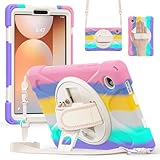 સેમસંગ ગેલેક્સી ટેબ A11 8.7 ઇંચ 2025 કવર માટે પ્રોએલાઇટ કવર, ગેલેક્સી ટેબ A11 માટે કઠોર 3 લેયર આર્મર કેસ કવર 8.7 ઇંચ 2025 હેન્ડ ગ્રિપ સાથે અને શોલ્ડર સ્ટ્રેપ સાથે કિકસ્ટેન્ડ રોટેટિંગ, રેઇનબો પિંક