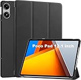 પોકો પેડ 12.1 ઇંચ કવર કેસ માટે પ્રોએલાઇટ કવર, પોકો પેડ 12.1 ઇંચ ટેબ્લેટ સપોર્ટ ઓટો સ્લીપ વેક ફીચર માટે ટ્રાઇફોલ્ડ ફ્લિપ કેસ, બ્લેક