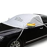 AutoFurnish AERO કાર વિન્ડશિલ્ડ કવર | વોટરપ્રૂફ | ફિટ ઓલ કાર યુનિવર્સલ | યુવી પ્રોટેક્શન | મિરર પોકેટ્સ | સોફ્ટ કોટન અસ્તર | નિયોન સ્ટ્રિપ્સ | ડબલ ફ્લૅપ અને ક્લિપ્સ | કાર વિન્ડો પ્રોટેક્ટર | ચાંદી