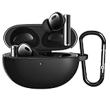 Realme Buds Air 5 Pro માટે Sounce સિલિકોન કેસ કવર, Carabiner ક્લિપ સાથે પોર્ટેબલ નોન-સ્લિપ ગ્રિપ અને સ્ક્રેચ-પ્રતિરોધક પ્રોટેક્ટર ફુલ પ્રોટેક્શન વોટર રેઝિસ્ટન્ટ, શોકપ્રૂફ કવર - બ્લેક