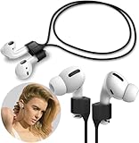 એપલ એરપોડ્સ 3જી જનરેશન, એરપોડ્સ 1 અને 2, એરપોડ્સ પ્રો સોફ્ટ નેક રોપ કોર્ડ - બ્લેક માટે એન્ટિ-લોસ્ટ મેગ્નેટિક સ્ટ્રિંગ સિલિકોન કેબલ સ્ટ્રેપ