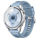 Huawei વોચ GT 6 46mm સ્ટ્રેપ સાથે 22mm બેન્ડ સુસંગત, GT 5/4 બેન્ડ માટે, ગાર્મિન વેનુ 4 45mm સ્ટ્રેપ્સ સાથે સુસંગત સોફ્ટ સિલિકોન રિપ્લેસમેન્ટ બેલ્ટ (આઇસ ક્રિસ્ટલ બ્લુ)