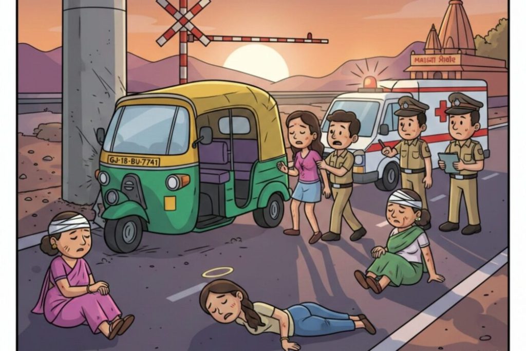રાંધેજા દર્શન કરી પરત જતા રિક્ષા પલટી, યુવતીનું મોત