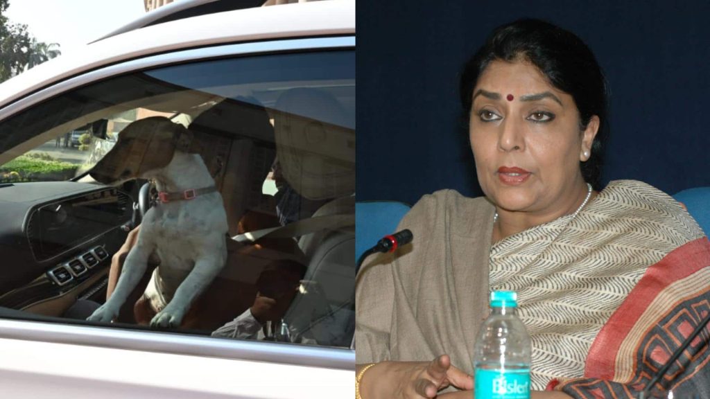 कांग्रेस सांसद रेणुका चौधरी पालतू कुत्ते के साथ पहुंची संसद, कहा- काटने वाले अंदर हैं