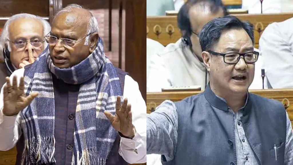 राज्यसभा में रिजिजू-खरगे में तीखी बहस, जगदीप धनखड़ बने वजह | heated debate between Rijiju and Kharge in the Rajya Sabha with Jagdeep Dhankhar being the...