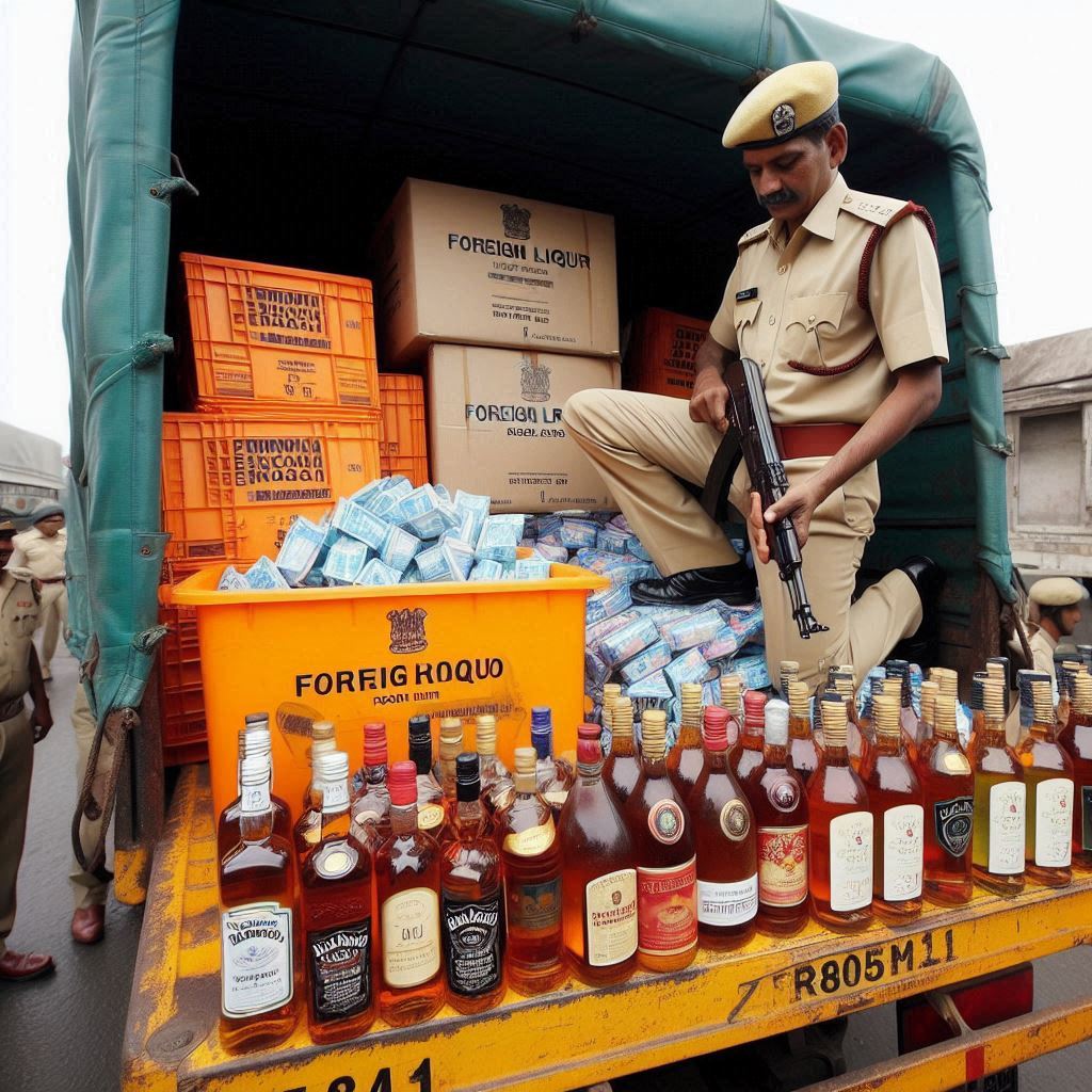 ખાખી વર્દીમાં જ રિક્ષામાંથી વિદેશી દારૂ ભરેલાં બોક્સ કારમાં ભરતો હતો અને… 81 લાખનો દારૂ બટાકાના કોથળાની આડશમાં સંતાડીને અમદાવાદ તરફ લઈ જવાઈ રહ્યો હતો