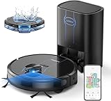 Mop સાથે લારેસર રોબોટ વેક્યુમ ક્લીનર, 3L સેલ્ફ એમ્પ્ટીઇંગ સ્ટેશન સાથે 3500Pa 200 મિનિટનો રનટાઇમ, એલેક્સા સાથે કામ કરે છે, સંપાદનયોગ્ય નકશો, લિડર નેવિગેશન, પેટના વાળ માટે 3-ઇન-1 રોબોટ હૂવર, એપ કંટ્રોલ(L6 નેક્સ), બ્લેક