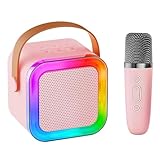 બાળકો માટે જીઓશુઆટ રિચાર્જેબલ મિની બ્લૂટૂથ કરાઓકે મશીન - વાયરલેસ માઇક્રોફોન, એલઇડી લાઇટ્સ, બ્લૂટૂથ સ્પીકર - છોકરાઓ અને છોકરીઓ માટે સિંગિંગ ટોય - બાળકો માટે જન્મદિવસની ભેટ (મલ્ટીકલર)