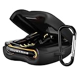 GOBOULT Mustang Torq TWS ઇયરબડ્સ માટે સુસંગત Sounce ઇયરફોન કેસ કવર, કીચેન સાથે સોફ્ટ સિલિકોન સ્કીન કેસ કવર શોક-શોષક રક્ષણાત્મક કેસ [Front LED Visible] (કાળો)