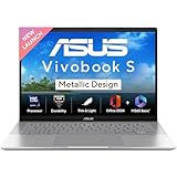 ASUS Vivobook S14, Intel Core Ultra 7 255H, 16GB RAM, 512GB SSD, FHD+ 14", Windows 11,Office Home 2024 M365 Basic (1Year)*, Cool Silver, 1.4Kg, S3407CA-LYWS, Metellic, મેટેલલૉપ ડિઝાઇન