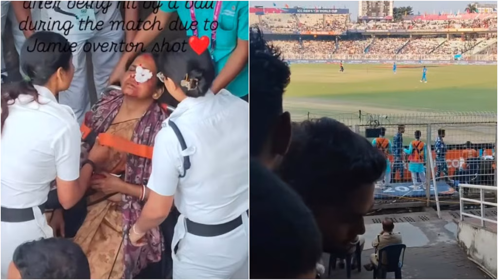 ICC T20 WC26 मैच के दौरान जेमी ओवरटन का शॉट आंख में लगने से महिला फैन गंभीर रूप से...