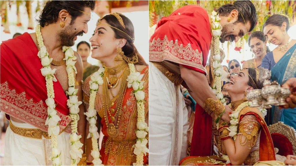 रश्मिका मंदाना-विजय देवरकोंडा की शादी की तस्वीरें जारी, शादी के जोड़े में लगे खूबसूरत