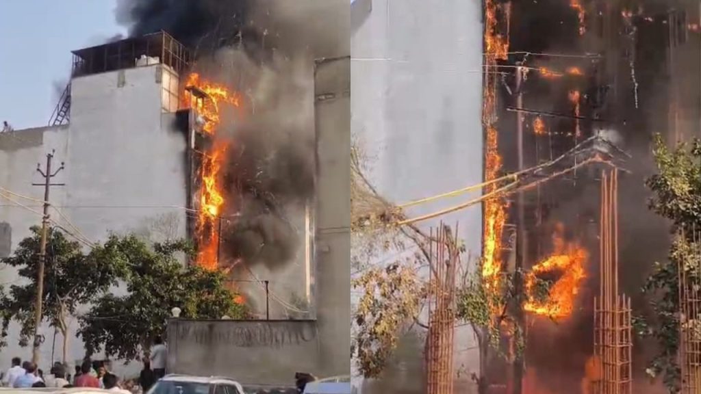 वृन्दावन में उद्घाटन के कुछ घंटों बाद ही होटल में लगी भीषण आग, सामने आया वीडियो | massive fire broke out in a hotel in Vrindavan just hours after inauguration injuring three and 40...