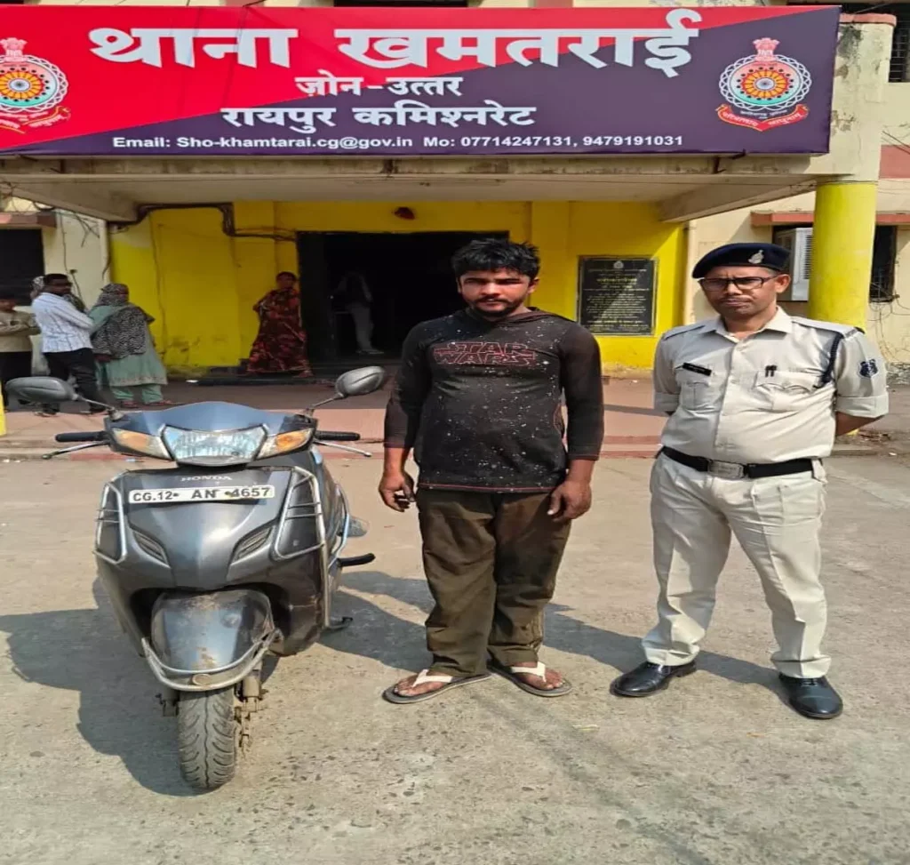 ટ્રાન્સપોર્ટ નગરમાં દારૂની દુકાનમાંથી એક્ટિવાની ચોરી, આરોપી ઝડપાયો ट्रांसपोर्ट नगर में शराब दुकान से एक्टिवा चोरी, आरोपी गिरफ्तार