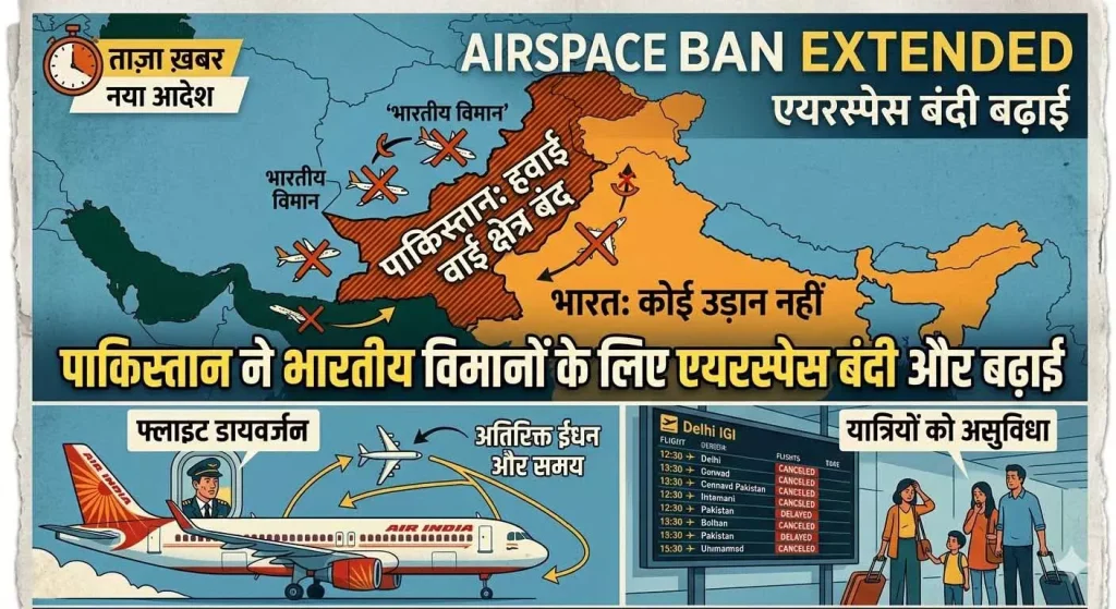 Airspace: पाकिस्तान ने भारतीय विमानों के लिए एयरस्पेस बंदी बढ़ाई