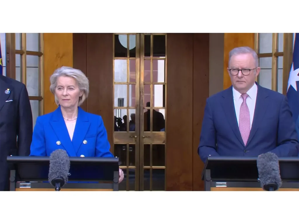 "EU-ऑस्ट्रेलिया मुक्त व्यापार समझौता संपन्न हुआ," यूरोपीय परिषद की अध्यक्ष...