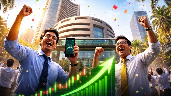 શેરબજારમાં ચોતરફ ખરીદી! સેન્સેક્સ અને નિફ્ટીમાં 3.5%નો ઉછાળો – એક કલાકમાં… शेयर बाजार में चौतरफा खरीदारी! सेंसेक्स और निफ्टी 3.5% उछले - एक घंट में...