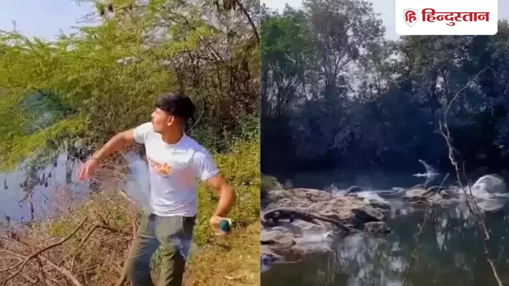 सोशल मीडिया फेम के लिए मगरमच्छों पर सुतली बम फेंका, ओछी हरकत के लिए युवक पर...