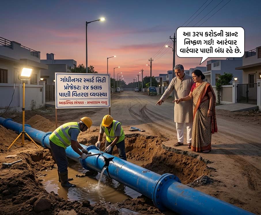 ૩રપ કરોડનો પાણીના લાઈન માટે ખર્ચ છતાં ભંગાણ, પાઈપનો એક ટુકડો અમદાવાદથી… ૩રપ કરોડનો પાણીના લાઈન માટે ખર્ચ છતાં ભંગાણ, પાઈપનો એક ટુકડો અમદાવાદથી...