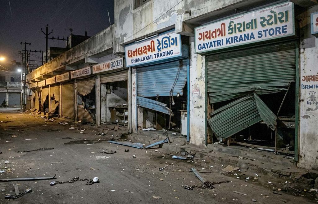 મહેમદાવાદ માર્કેટ યાર્ડમા એક જ રાતમાં ૧૪ દુકાનોમાં તસ્કરોનો હાથફેરો