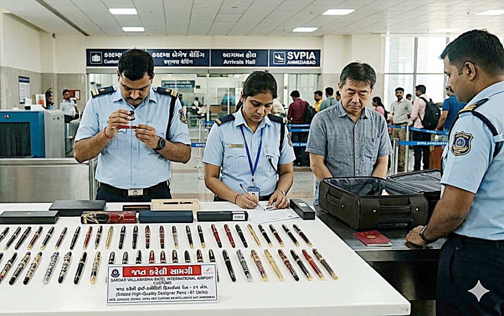 જાપાનથી સોનાનો ઢોળ ચઢાવેલી કિંમતી પેનો લાવી યુવક અમદાવાદ એરપોર્ટ પર ઉતર્યો