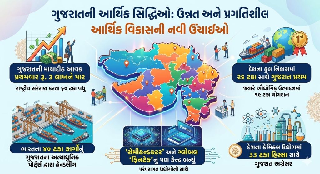  દેશના કુલ નિકાસમાં ૨૬ ટકા સાથે ગુજરાત પ્રથમ: જ્યારે ઔદ્યોગિક ઉત્પાદનમાં...