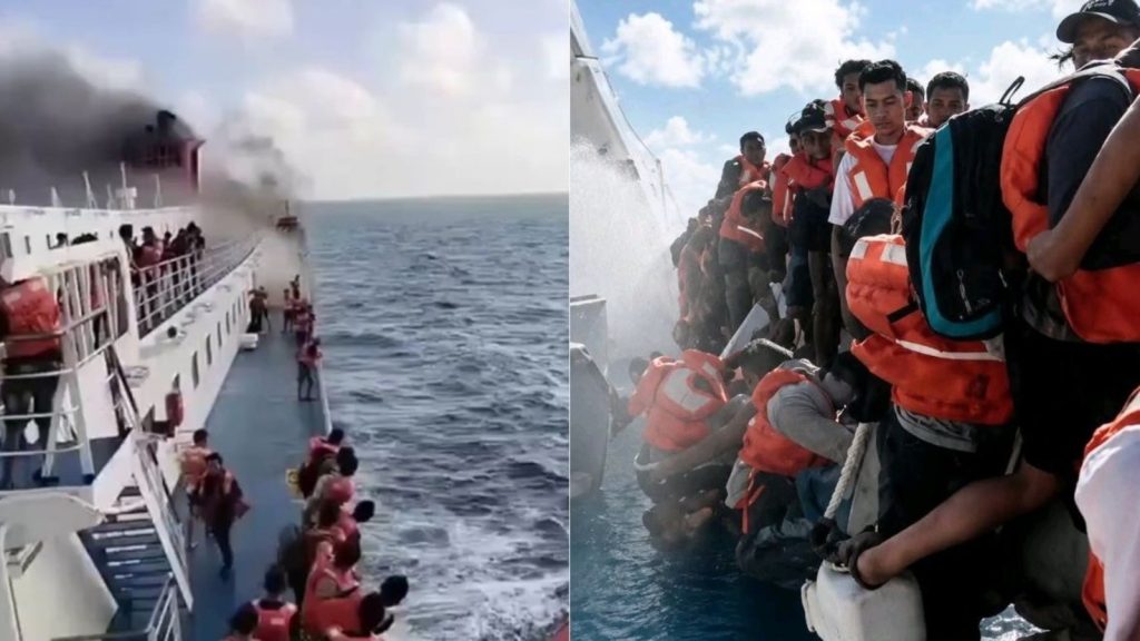 इंडोनेशिया में बड़ा समुद्री हादसा: 250 यात्रियों को ले जा रही नाव में लगी आग; 5...