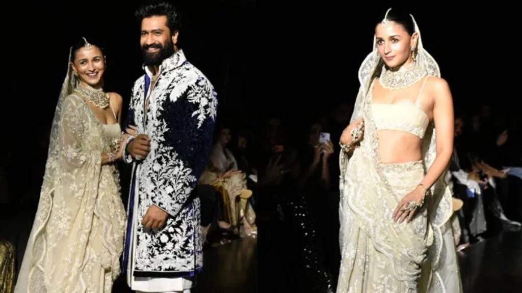 आइवरी लहंगे में आलिया, शाही शेरवानी में विक्की, मनीष मल्होत्रा के शो में...