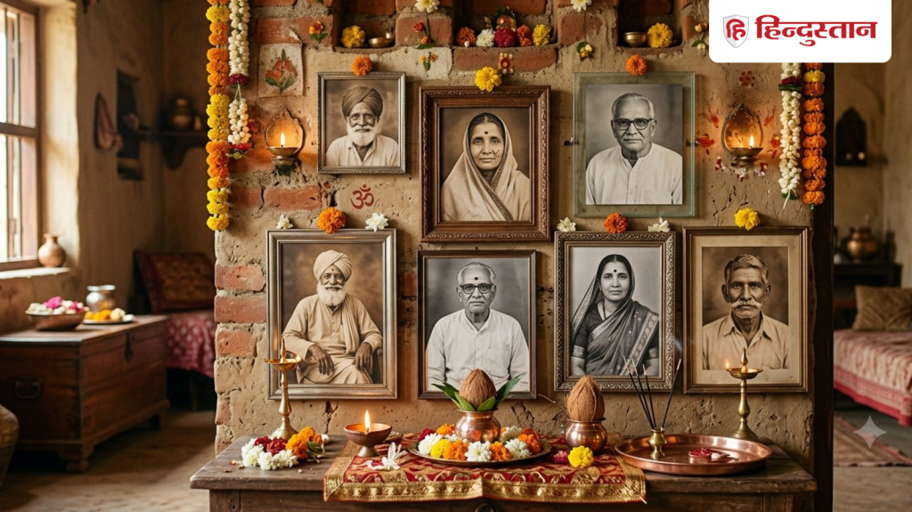 મંદિરમાં પૂર્વજોની તસવીરો રાખવી જોઈએ કે નહીં? ફોટા મૂકવાની સાચી દિશા જાણો पितरों की तस्वीर मंदिर में रखनी चाहिए या नहीं? जानें फोटो लगाने की सही दिशा